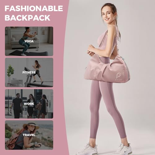 PALAY® Women Gym Bag Fashion Nylon with Shoe Compartment Duffle Travel Shoulder Multifunctional Waterproof Day Pack Adjustable Strap Pink 3 PCS PALAY® Women Gym Bag Fashion Nylon with Shoe Compartment Duffle Travel Shoulder Multifunctional Waterproof Day Pack Adjustable Strap Pink 3 PCS